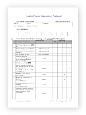Mobile Phone Inspection Checklist